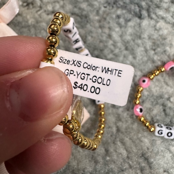 NWT Little Words Project Gold “You Got This” and “Good Energy” Beaded Bracelets - Picture 4 of 5